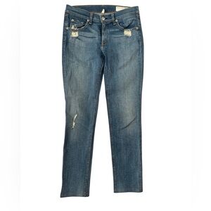 Rag & Bone Womens Sz 27 Skinny Jeans Blue Mid Rise Premium Denim Ankle Crop